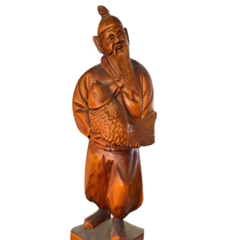 Chinese Carved  wooden Fisherman